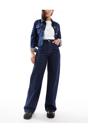 Pieces® Vaqueros de talle alto y pernera ancha con lavado Selma de