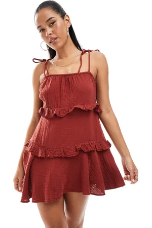 New Look Vestido veraniego corto escalonado de -Rojo