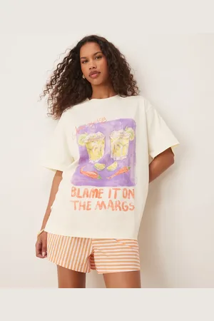 ASOS Camiseta amarillo crema extragrande con estampado gráfico "Spicy Margarita" de -Blanco