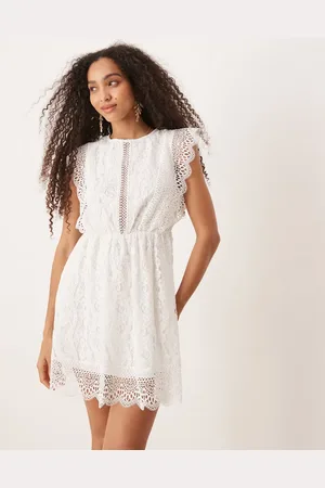 Gina Tricot Vestido veraniego corto blanco de encaje de