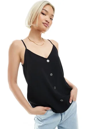 ONLY Camiseta negra de tirantes con botones de