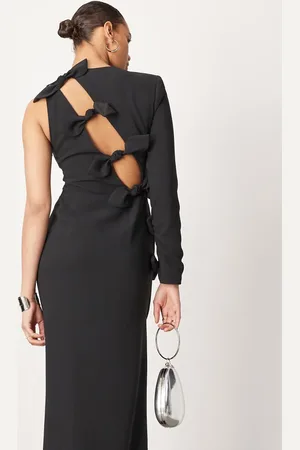 ASOS Vestido largo asimétrico con detalle de lazo de crepé de
