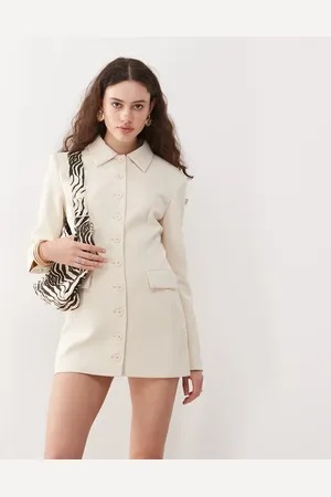 Lioness Vestido de sastre corto color estilo americana estructurado con botones delanteros Cheri de -Blanco