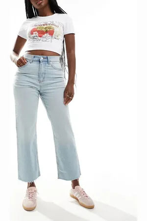 ASOS Vaqueros capri de pernera recta con lavado descolorido tintado de -Azul
