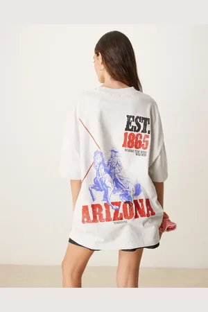 ASOS Camiseta blanco hielo jaspeado extragrande con estampado gráfico de rodeo Arizona de -Gris