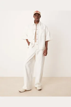 ASOS Pantalones color muy holgados con detalle de costuras de (parte de un conjunto)-Blanco