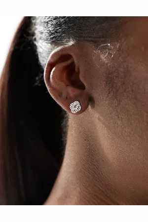 Accessorize Pendientes de botón con diseño de trébol con cristales de acero inoxidable chapado de