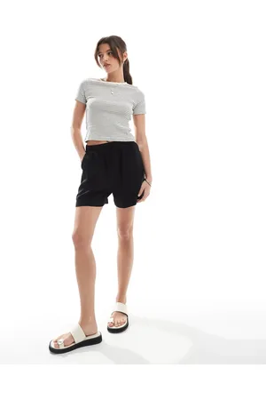 New Look Pantalones cortos negros sin cierres de lino de