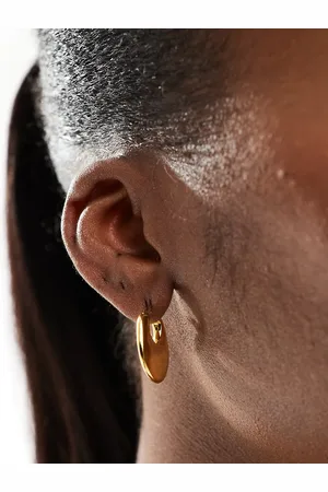 Accessorize Pendientes de aro gruesos en forma de abanico chapados en oro de la colección Z de