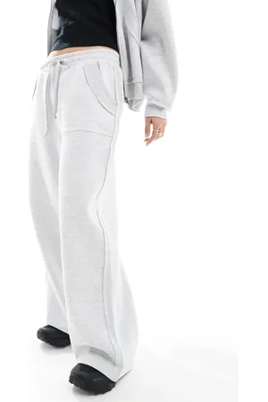 ASOS Joggers gris jaspeado extragrandes con detalle de costuras y parches del revés de ASOS DESIGN Weekend Collective