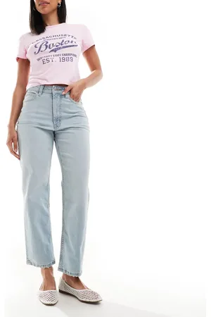 ASOS Vaqueros capri de pernera recta con lavado claro de -Azul