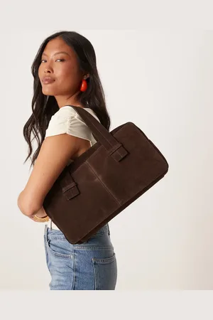 ASOS Bolso marrón estrecho de estilo bolera de ante de