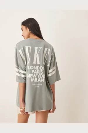 ASOS Camiseta y crema extragrande con logo apilado en la espalda Icon de Weekend Collective