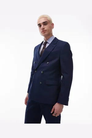 Topman Americana con doble botonadura de mezcla de lino de