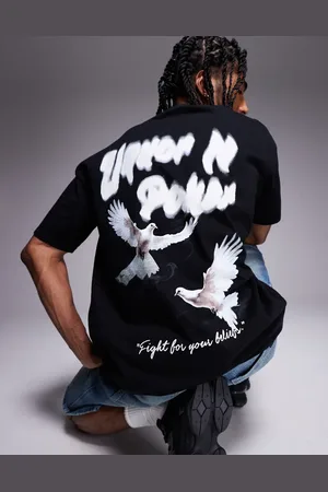 Liquor N Poker Camiseta negra extragrande con estampado trasero gráfico de pájaro de