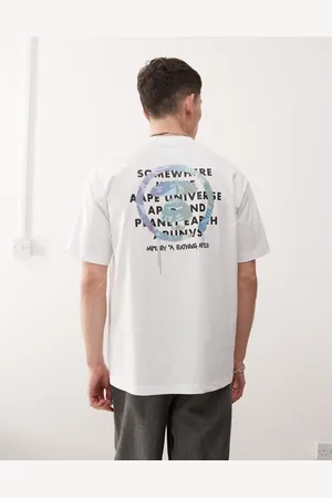 A Bathing Ape Camiseta blanca con estampado de logo multicolor en la espalda de