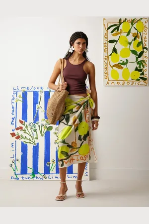 Topshop Pareo con estampado de limones Lisbon de