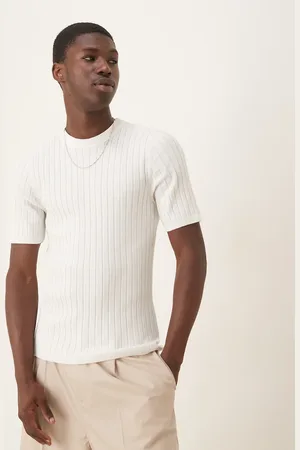 ASOS Camiseta blanca ajustada de punto acanalado ligero de