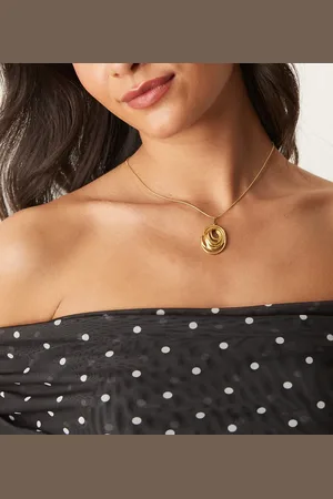 LOST SOULS Collar con colgante grande efecto fundido de acero inoxidable chapado en oro de 18quilates de