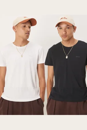 GANT Pack de 2 camisetas de estar por casa de color blanco y negro con logo de escudo de