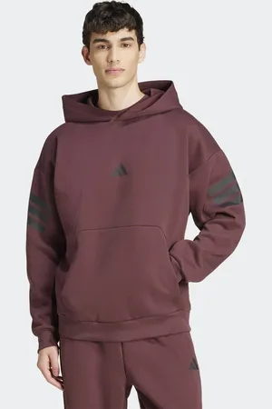 adidas Sudadera marrón y rubí aurora con capucha y detalle de 3 rayas Future Icons de -Rojo