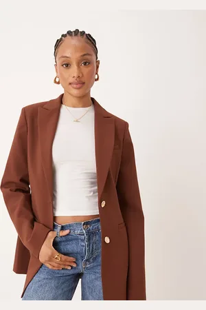 ASOS Americana marrón con cintura moldeada de Tall
