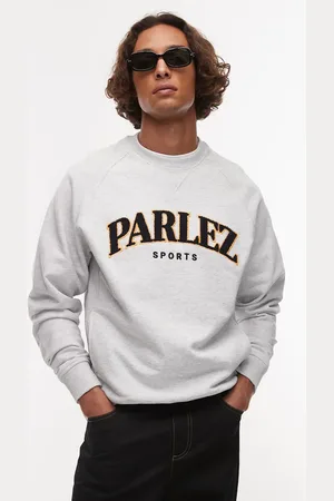 Parlez Sudadera con cuello redondo y logo de estilo universitario de tejido rizado de