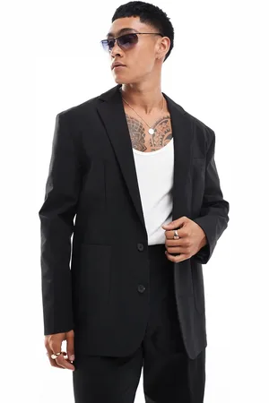 ASOS Chaqueta de traje negra holgada de tejido técnico de
