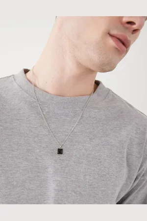 FADED FUTURE Collar de cadena con colgante de piedra negra de