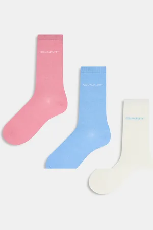 GANT Pack de 3 pares de calcetines de color azul, blanco y rosa con logo de algodón de -Multicolor