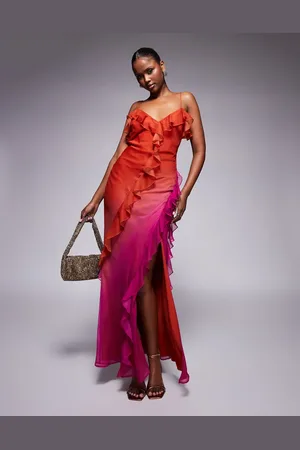 ASOS Vestido largo con diseño degradado de chifón de -Multicolor