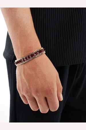 ASOS Pulsera dorada de eslabones con piedras rojas de