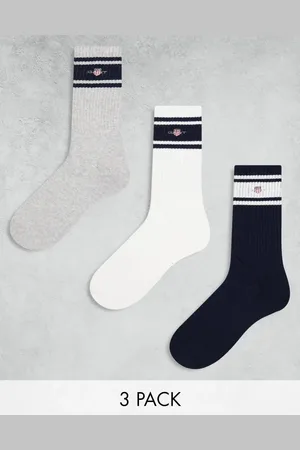 GANT Pack de 3 pares de calcetines deportivos de color , gris y azul marino con logo de escudo de