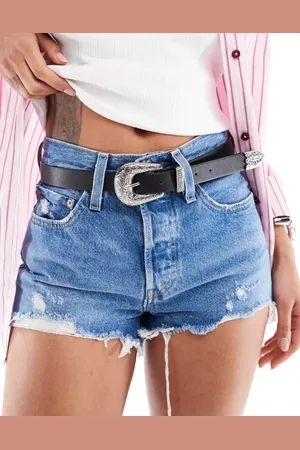 Pieces® Cinturón negro con detalle estilo wéstern de cuero sintético de
