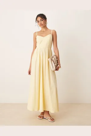 ASOS Vestido largo amarillo con cuerpo estilo corsé y pecho moldeado de