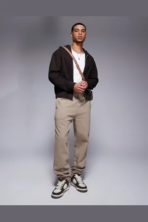 ASOS Joggers marrón claro de pernera recta de tejido grueso de 400 g/m² premium de