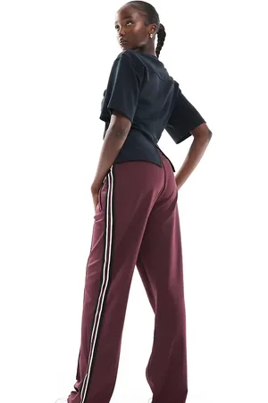 ONLY Pantalones de chándal de pernera ancha con panel en los laterales de -Rojo