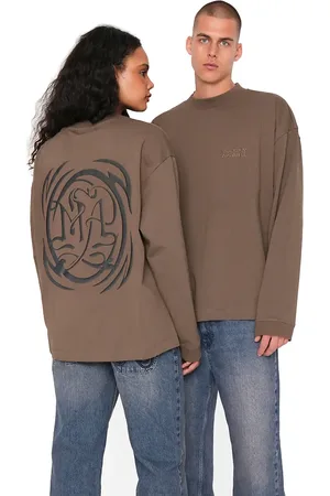 Multiply Apparel Camiseta marrón extragrande de manga larga Radial de