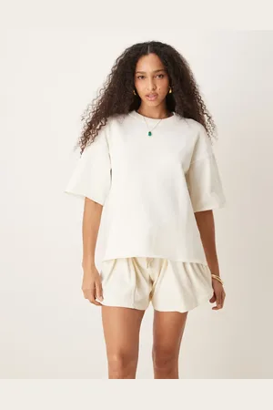 ASOS Camiseta color holgada de punto flameado de -Blanco