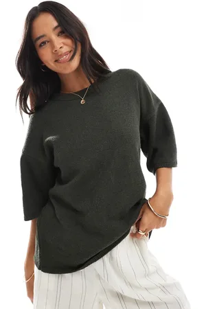ASOS Camiseta holgada de punto flameado de -Verde
