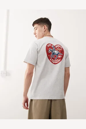 A Bathing Ape Camiseta jaspeado con estampado en la espalda de corazón y logo de