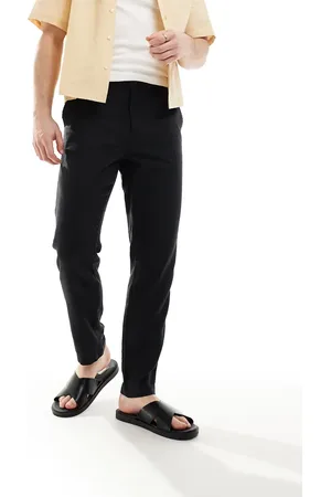 New Look Pantalones negros de mezcla de lino de