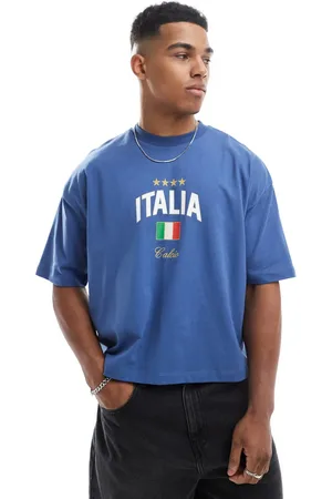 ASOS Camiseta corta azul extragrande con estampado gráfico "Italy" de -Azul marino