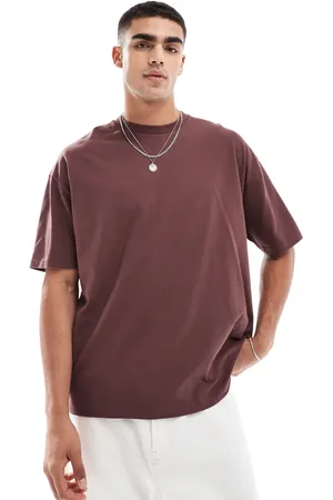 ASOS Camiseta marrón extragrande de tejido grueso de 240 g/m2 de