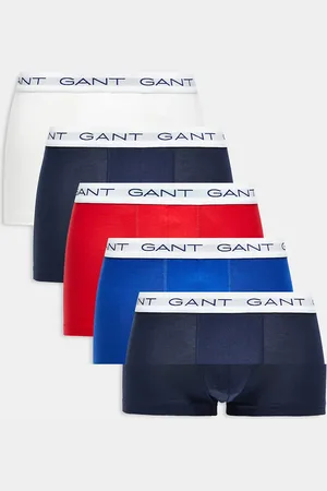 GANT Pack de 5 calzoncillos de color azul marino, azul, rojo y blanco con logo en la cinturilla de