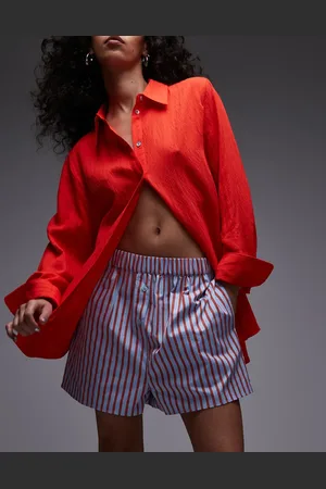 Topshop Pantalones cortos azules tipo bóxers a rayas de -Multicolor