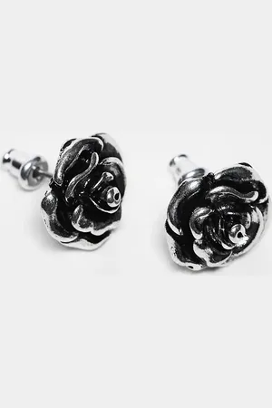Reclaimed Pendientes de botón pulido unisex en forma de rosas de