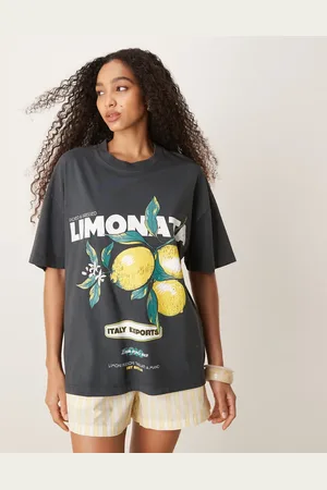 ASOS Camiseta lavado extragrande con estampado gráfico de limones de