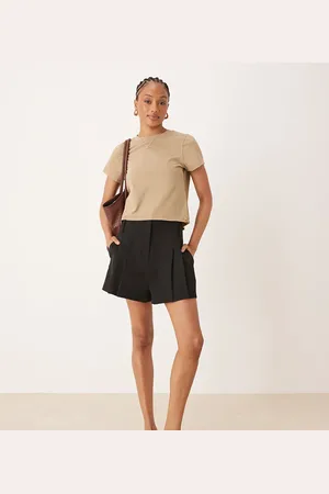 ASOS Pantalones cortos de sastre negros de talle alto con cinturón de Tall