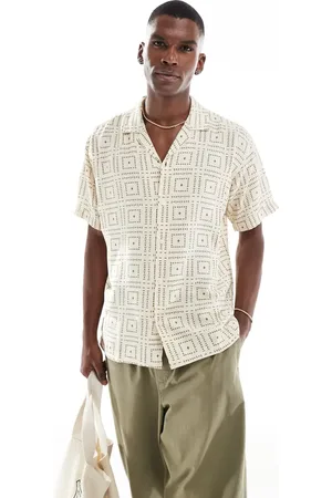 JACK & JONES Camisa beis extragrande con patrón de mosaico de -Neutro